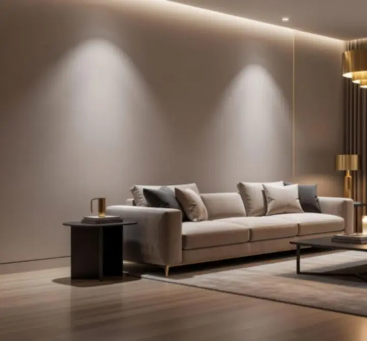Meleg, hangulatos nappali kifinomult világítással